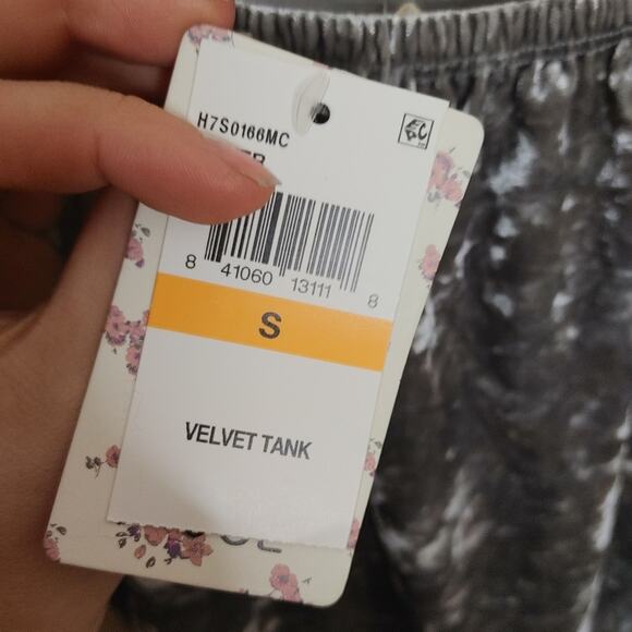 Hippie Rose Size Small S New NWT Velvet Silver Shiny Tank Top Lace Metallic - Picture 5 of 13